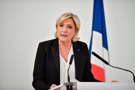 File photo taken on March 2, 2017 shows far-right candidate Marine Le Pen, delivering a speech during a campaign rally in Paris, France. Photo Xinhua.